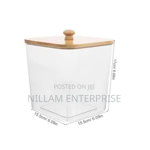 Acrylic Multipurpose Powder Tin With Bamboo Lid