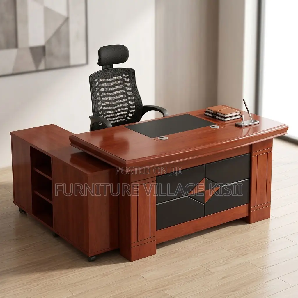 1.4m Mahogany Desk With Side Return
