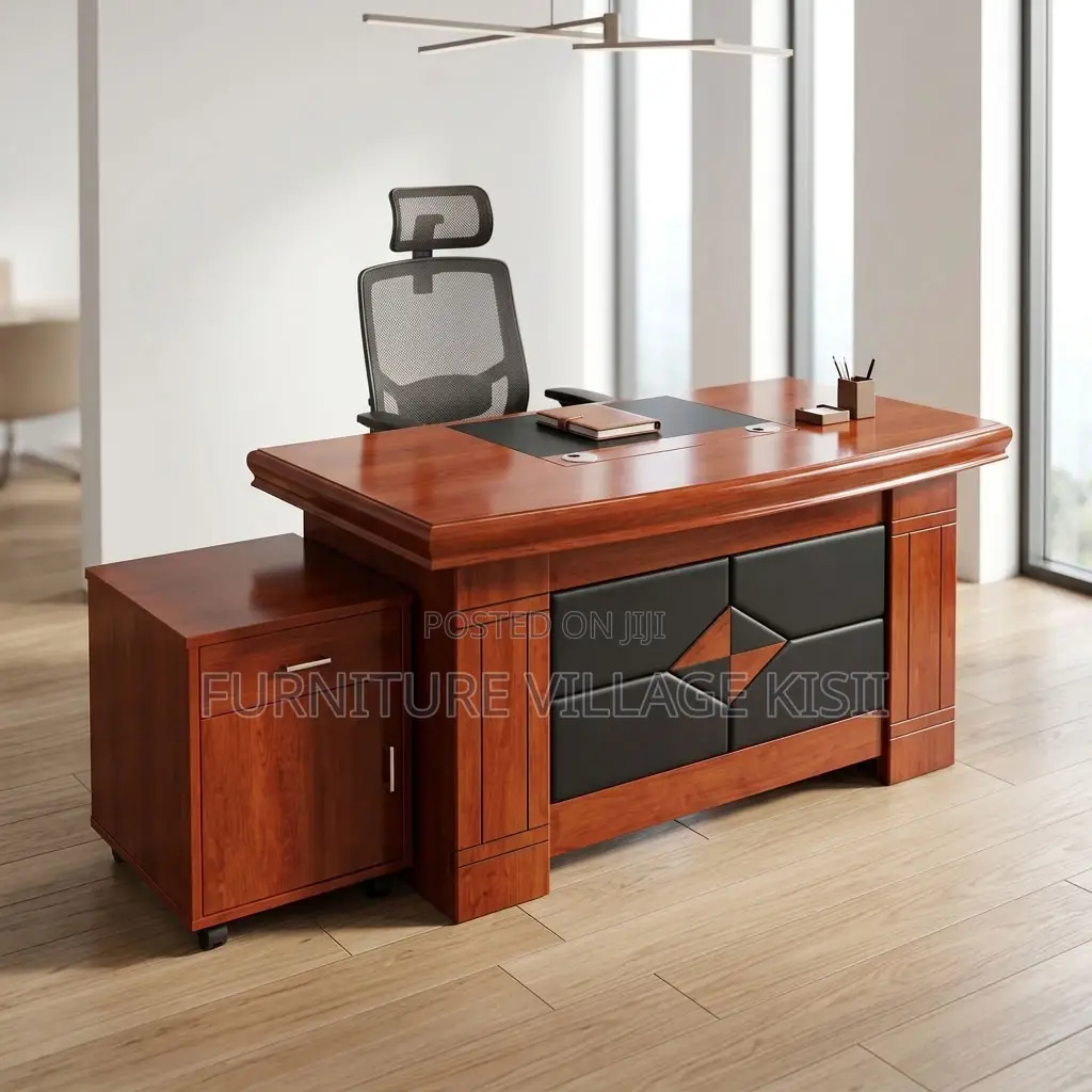 1.4m Mahogany Desk With Side Return