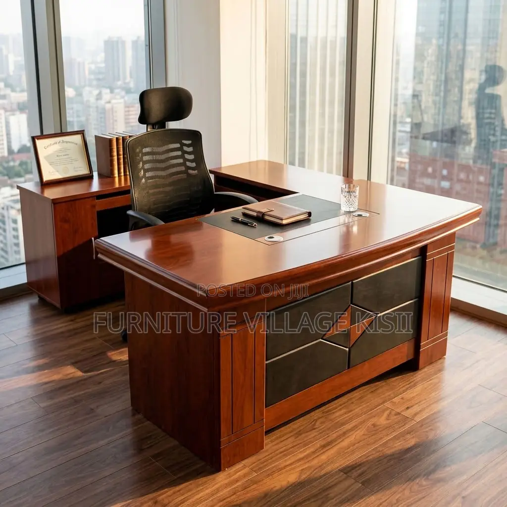 1.4m Mahogany Desk With Side Return