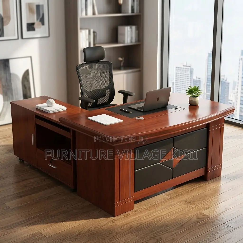 1.4m Mahogany Desk With Side Return