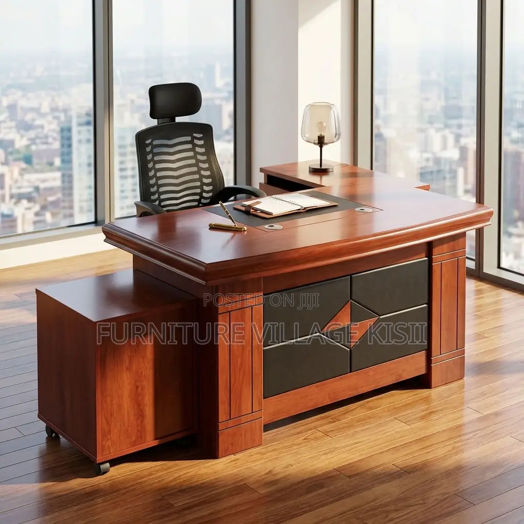 1.4m Mahogany Desk With Side Return