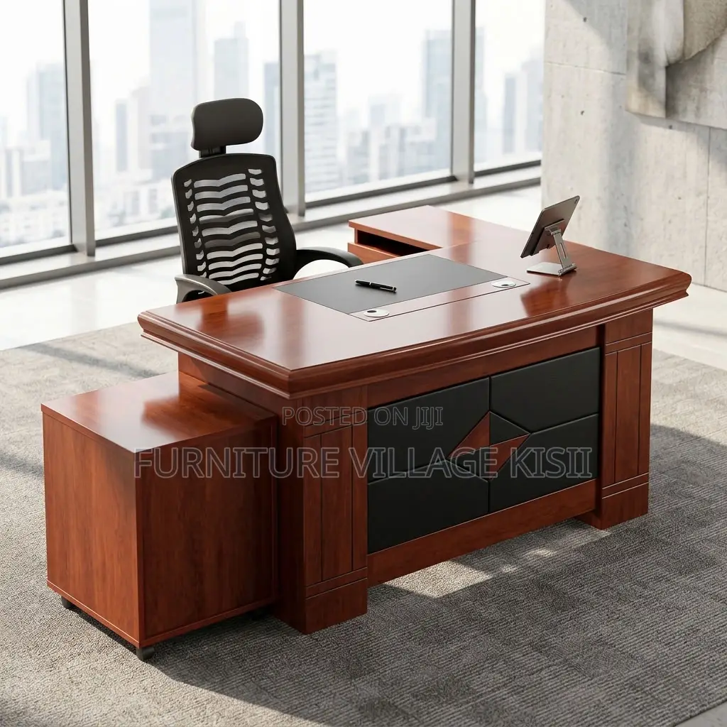 1.4m Mahogany Desk With Side Return