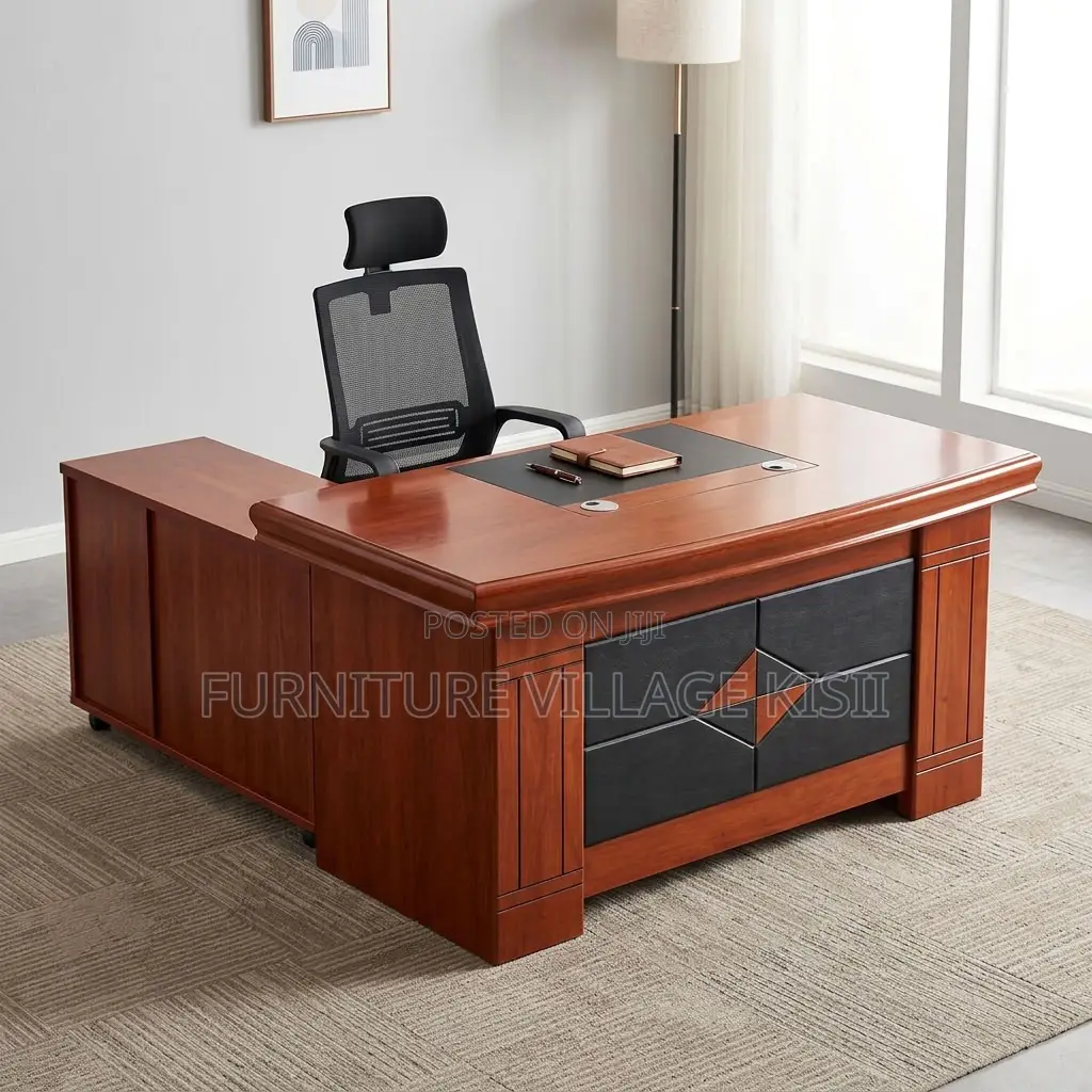 1.4m Mahogany Desk With Side Return