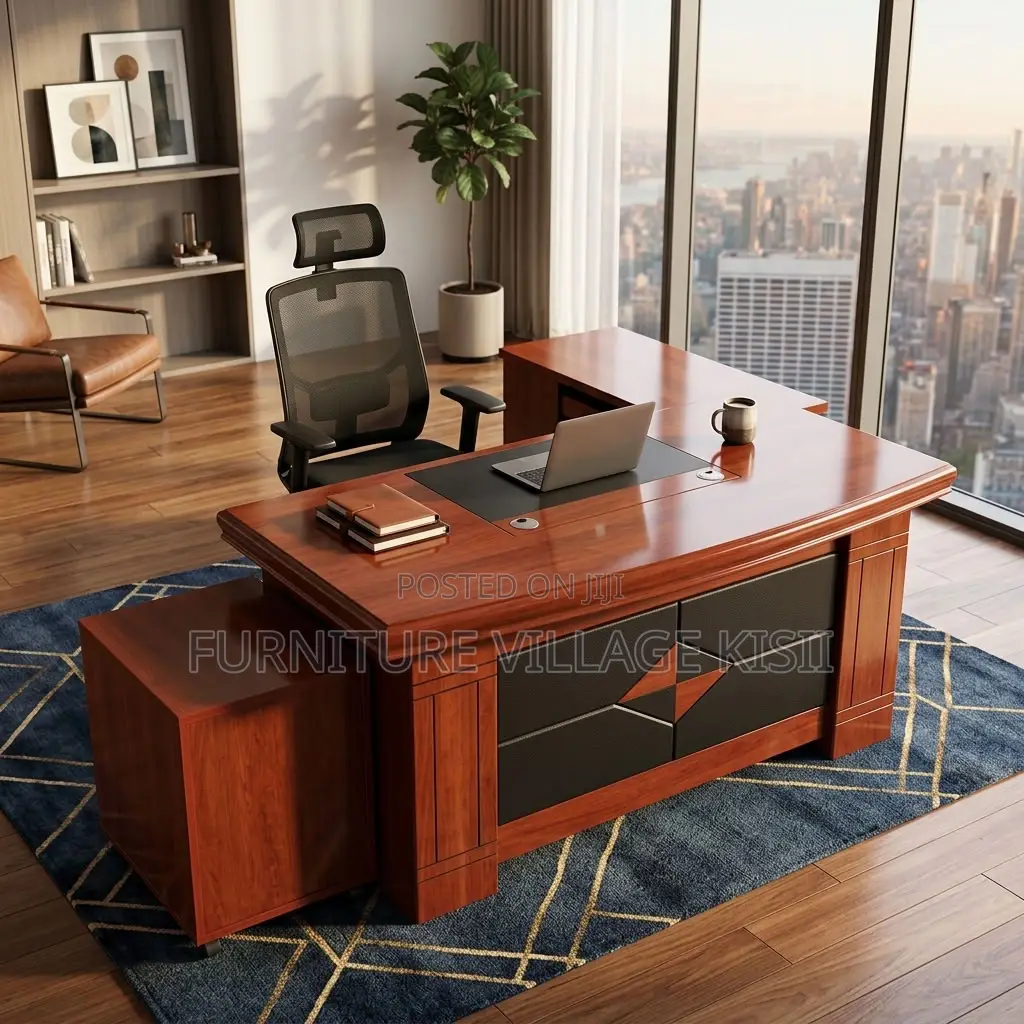 1.4m Mahogany Desk With Side Return