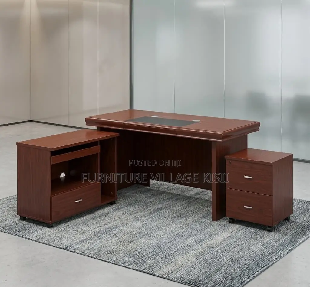 1.4m Mahogany Desk With Side Return