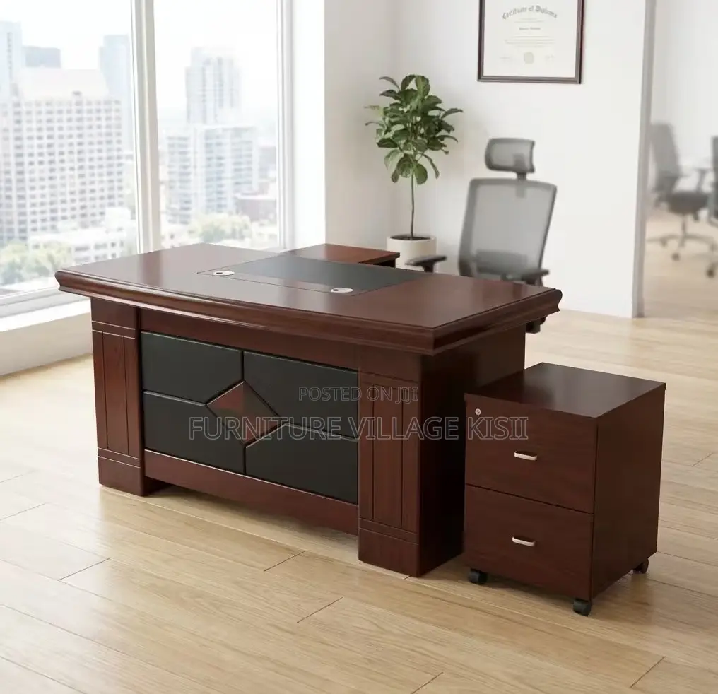 1.4m Mahogany Desk With Side Return