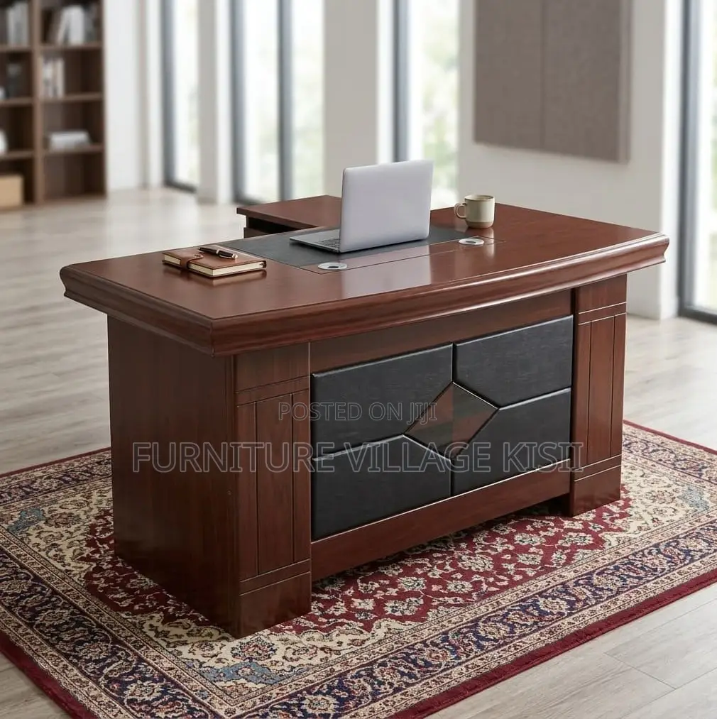 1.4m Mahogany Desk With Side Return
