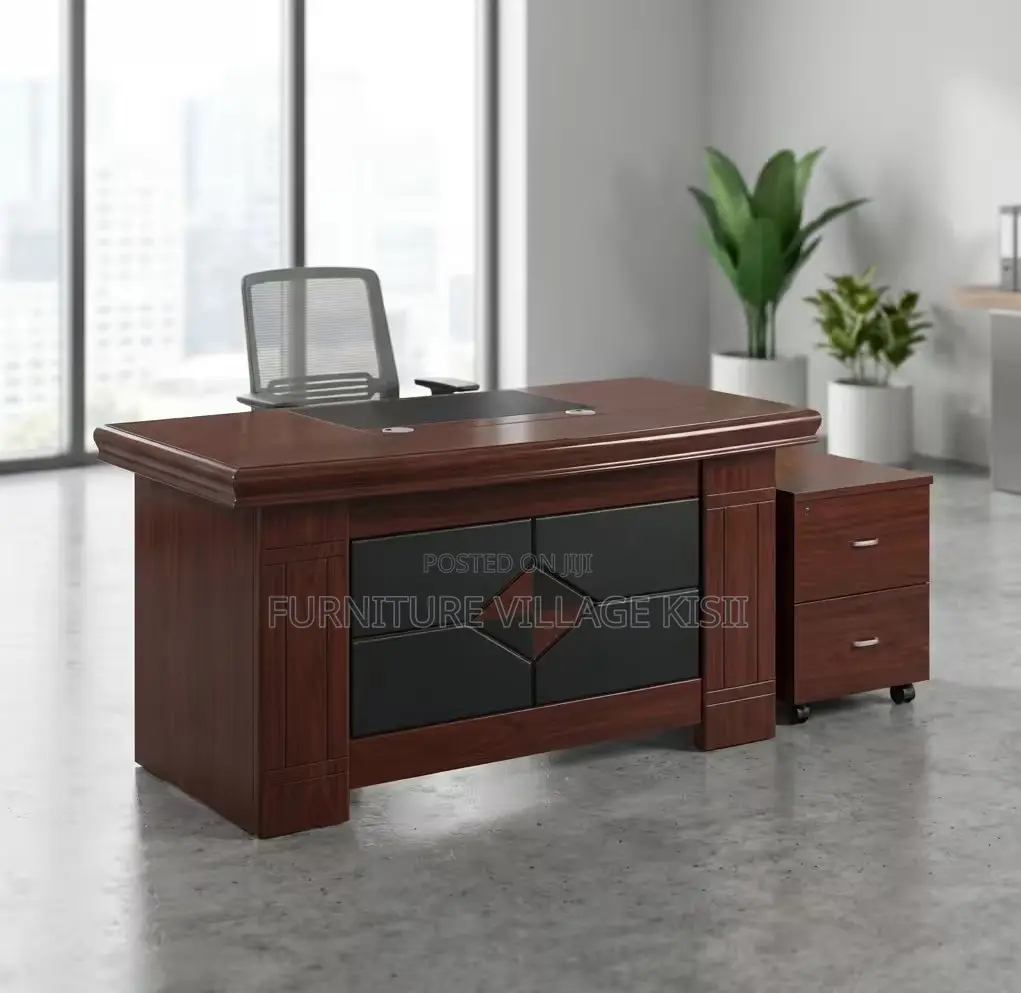 1.4m Mahogany Desk With Side Return