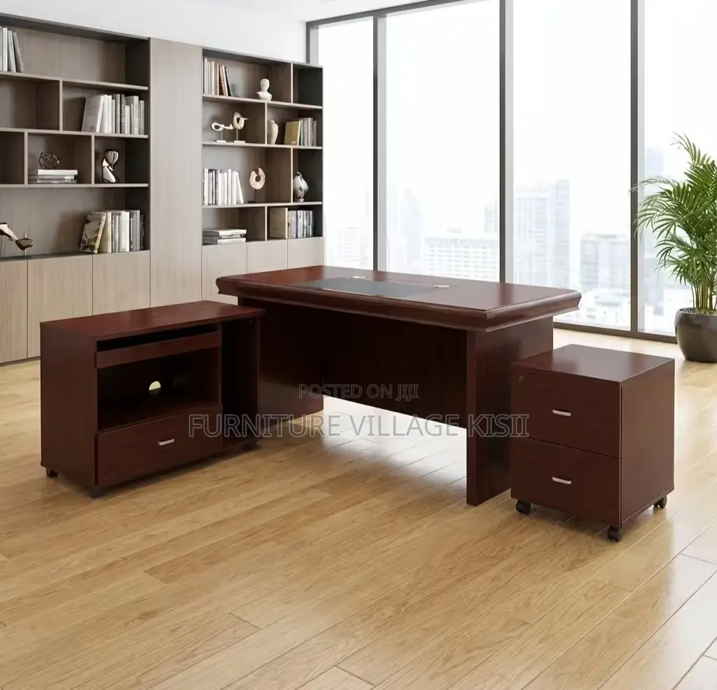 1.4m Mahogany Desk With Side Return