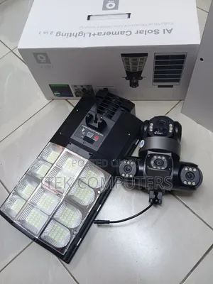 AI Solar CCTV and 180W Light Combo for Remote Outdoor Surveillance Kit