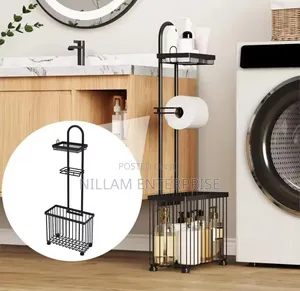 Free Standing Metallic Tissue/Toiletries Organizer.