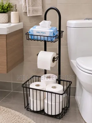 Free Standing Metallic Tissue/Toiletries Organizer.
