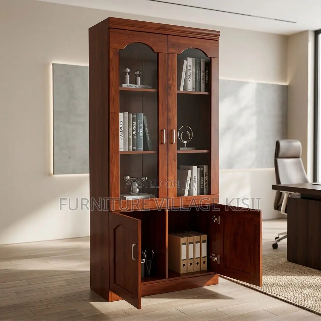 2-Compartment Mahogany Office Cabinet
