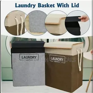 *Jute Rope Foldable 70L Laundry Basket With Lid Cotton Laundry Hamper