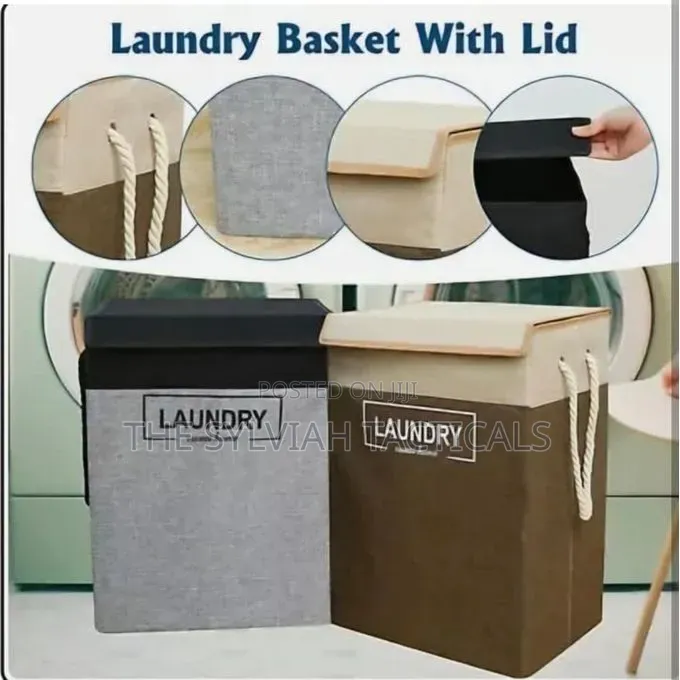 *Jute Rope Foldable 70L Laundry Basket With Lid Cotton Laundry Hamper