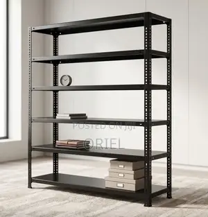 Office Bookshelf : 6-Tier Black Storage Rack.