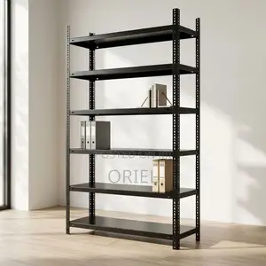 Office Bookshelf : 6-Tier Black Storage Rack.