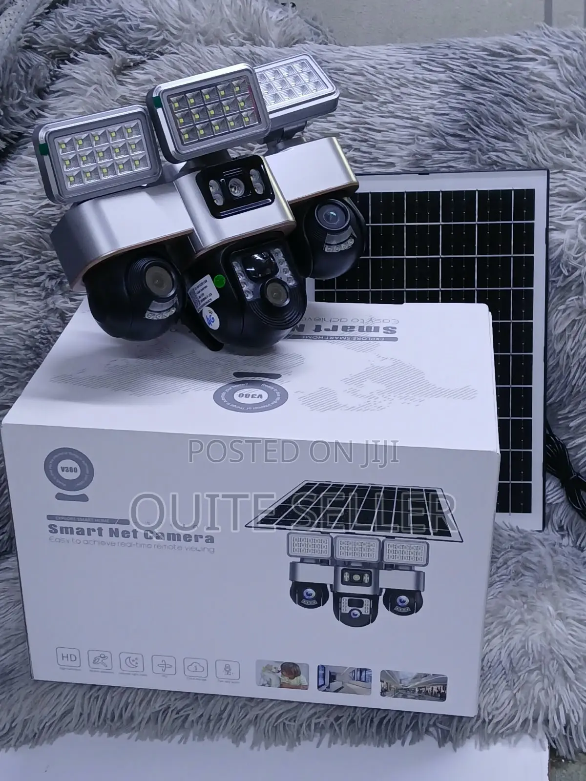 Smart WiFi Triple Lens Solar Camera With 3 Rotating LED Lights