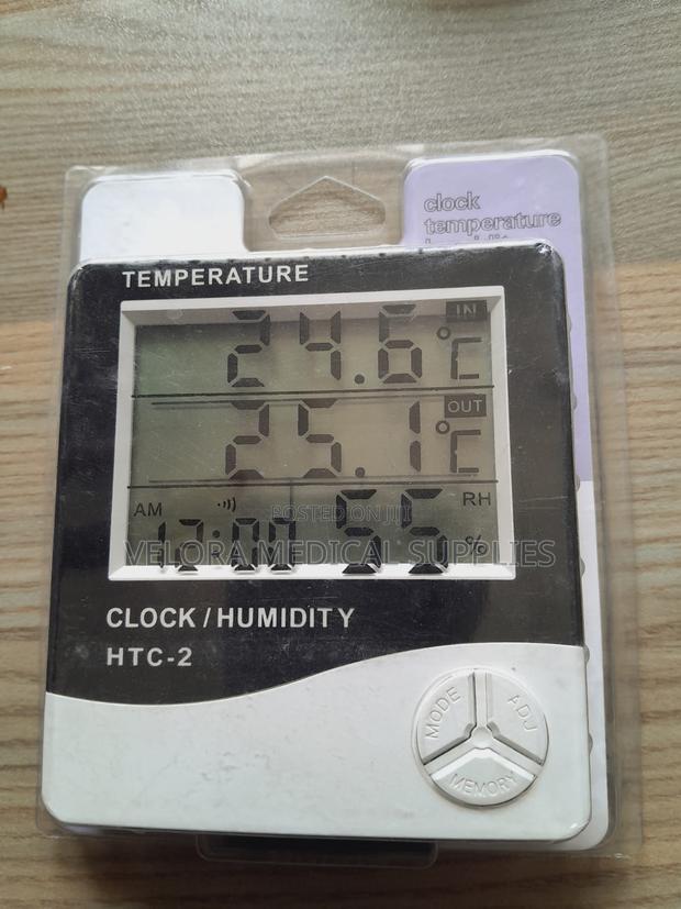 HTC-2 Digital Thermometer Hygrometer With Clock - main view