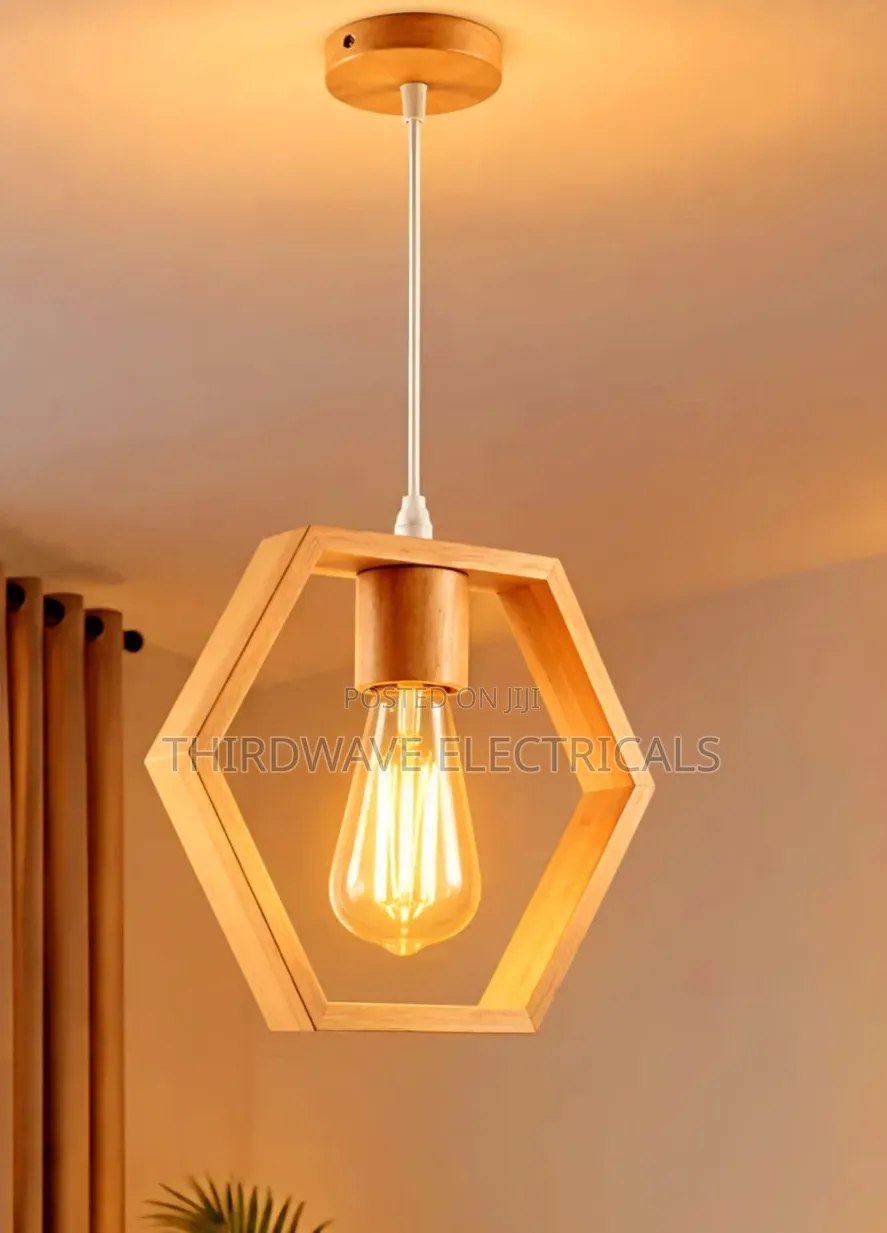 Wooden Hanging Pendant Light for Kitchen Island With Adjustable Cord