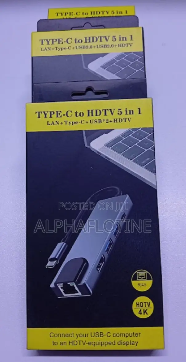 5-in-1 Multiport Hub: Hdmi, 2 X USB 3.0, Lan, USB-C Pd