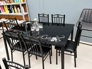 Black 6-Seater Dining Table & Chairs