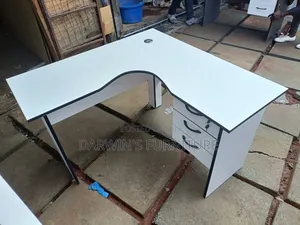 White L Shaped Office Table