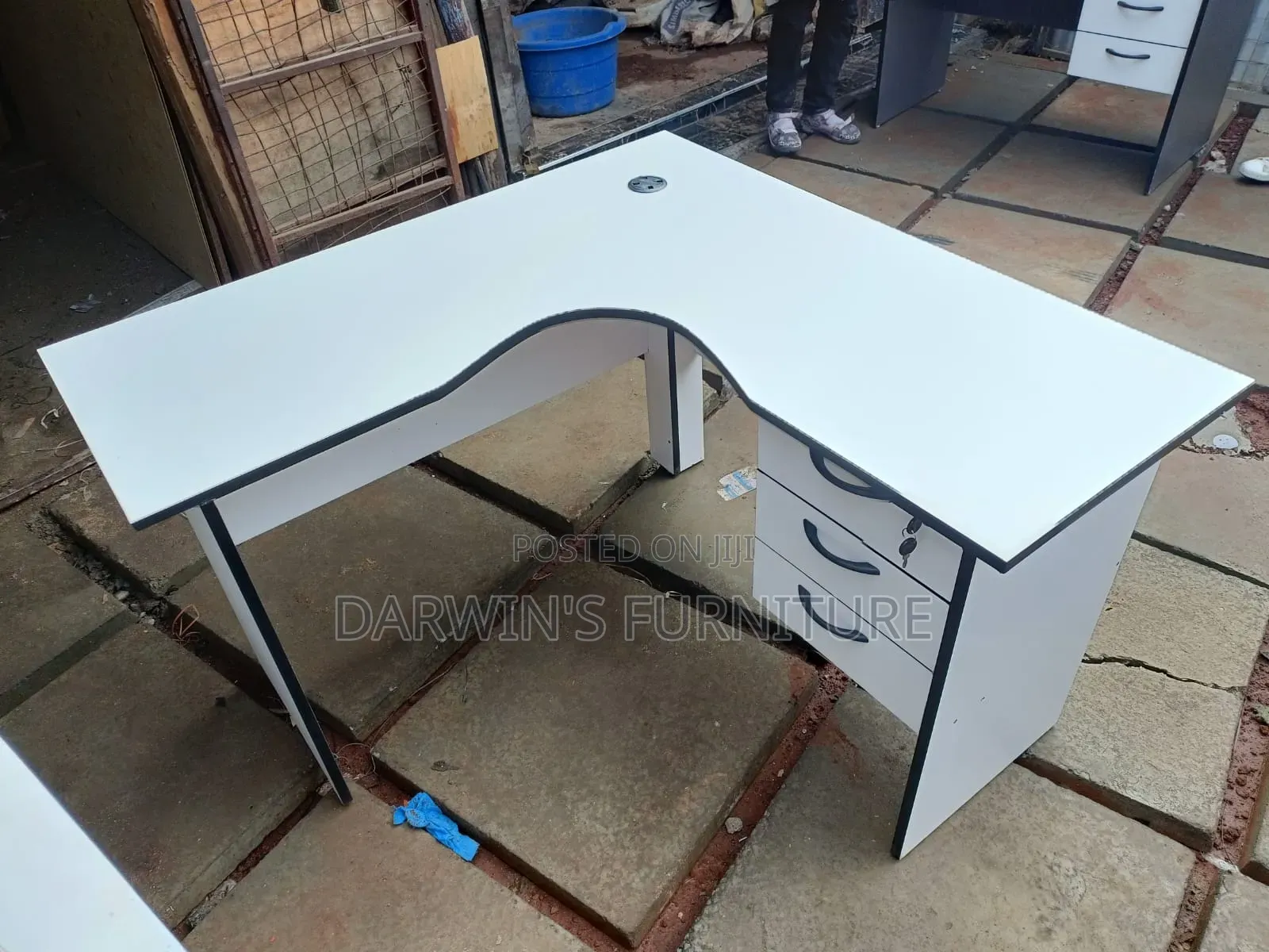 White L Shaped Office Table