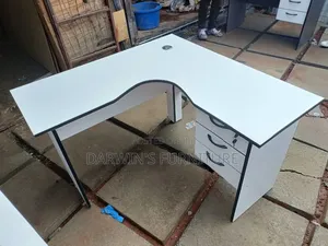 White L Shaped Office Table