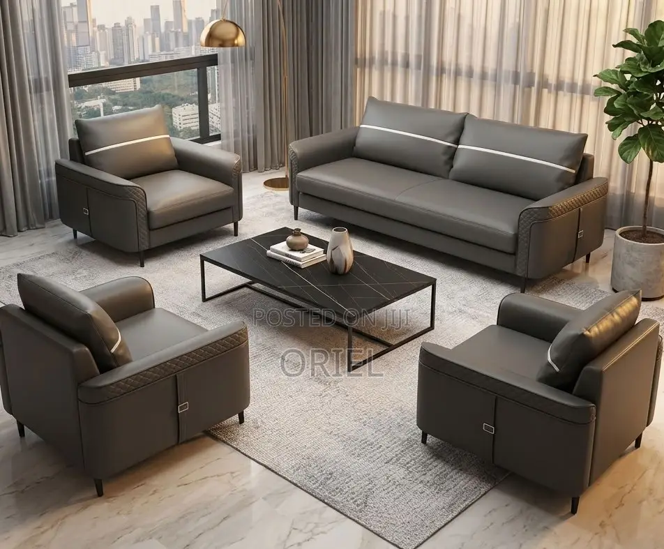 Luxury 5-Seater Reception Sofa Set – Premium Office Lounge Seating