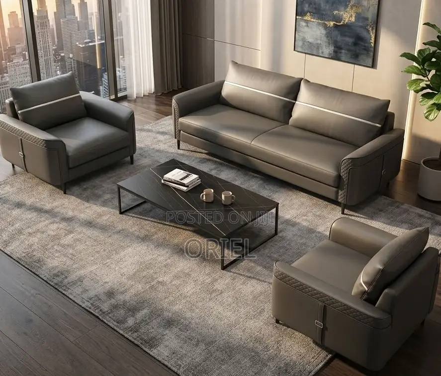 Luxury 5-Seater Reception Sofa Set – Premium Office Lounge Seating
