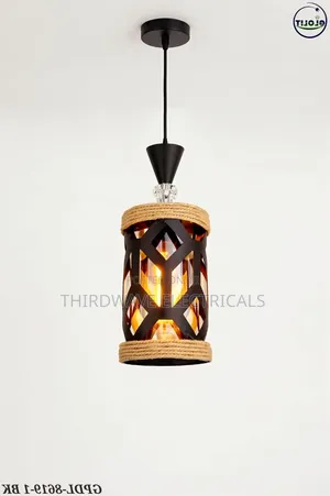 Unique Design Modern Black Metal and Rope Cylinder Pendant Light X5
