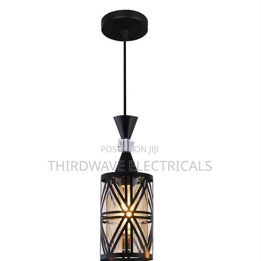 Geometric Black Pendant Light Fixture Adjustable Height M8h