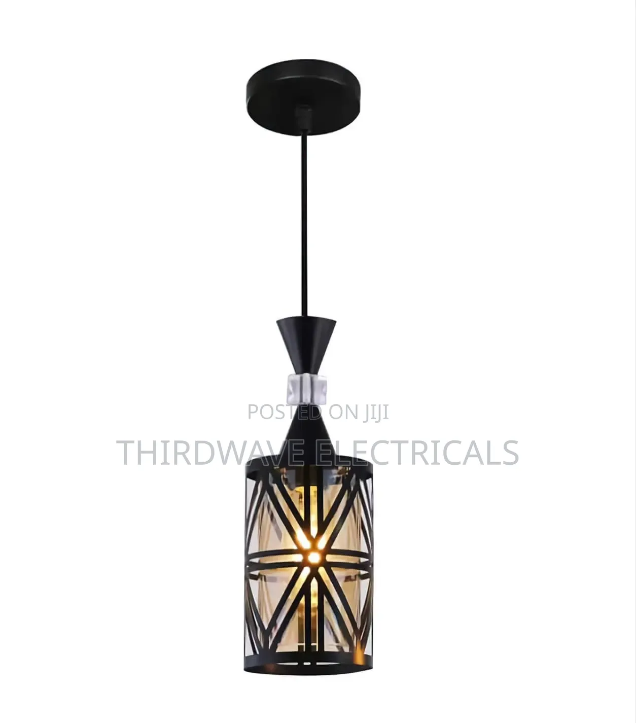 Adjustable Height Geometric Black Pendant Light Fb6