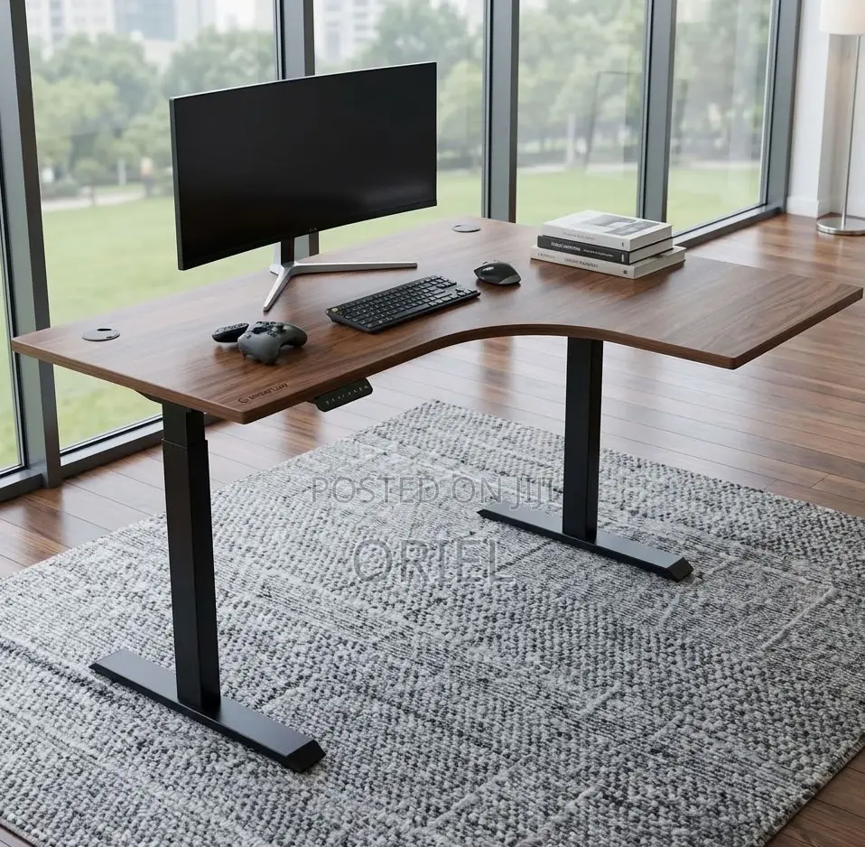 Electric Corner Standing Office Desk – Adjustable L-Shaped Workstation