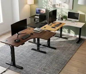 Electric Corner Standing Office Desk – Adjustable L-Shaped Workstation