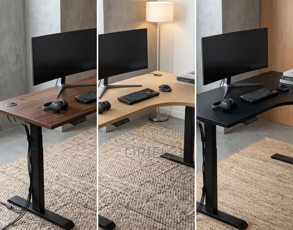 Electric Corner Standing Office Desk – Adjustable L-Shaped Workstation