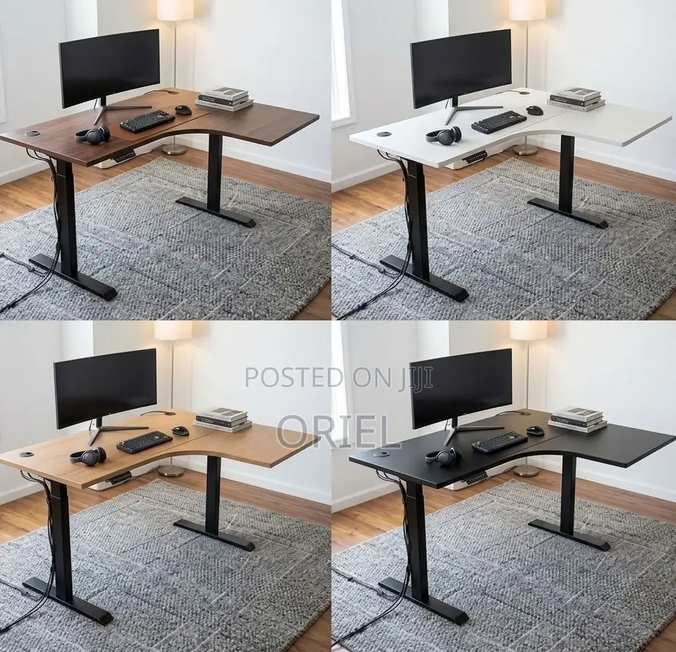 Electric Corner Standing Office Desk – Adjustable L-Shaped Workstation