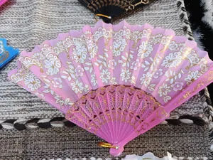 Hand Fans Fabric With Plastic Trimmings High Quality