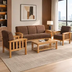 Brown Fabric 5-Seater Corporate Sofa Set