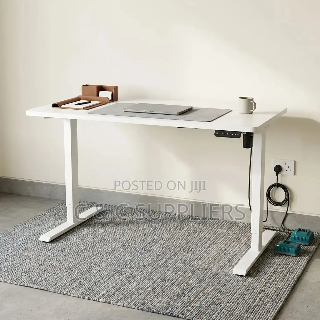 White Powered Height-Adjustable Desk.