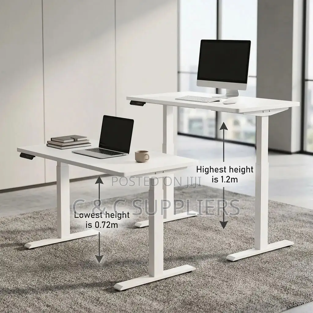 White Powered Height-Adjustable Desk.