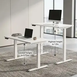 White Powered Height-Adjustable Desk.