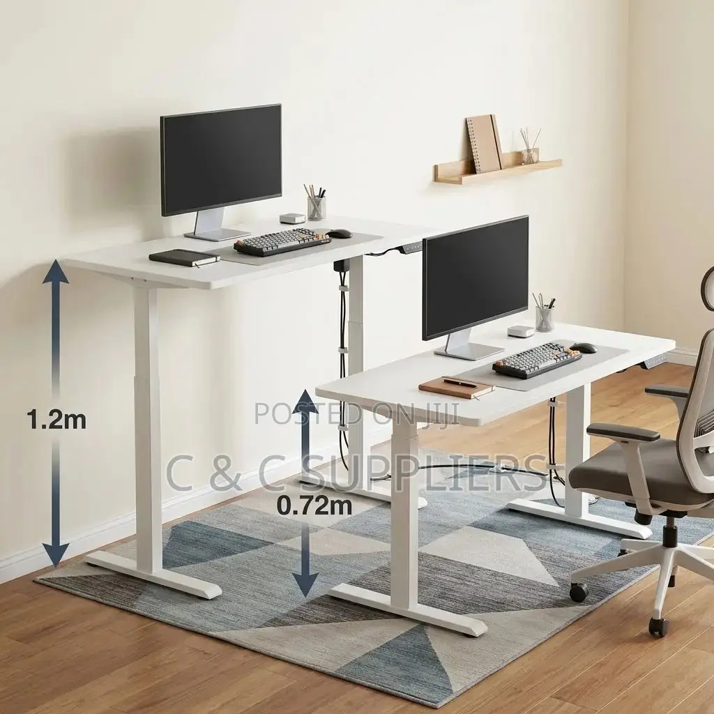 White Powered Height-Adjustable Desk.