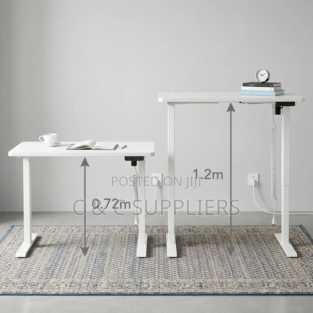 White Powered Height-Adjustable Desk.