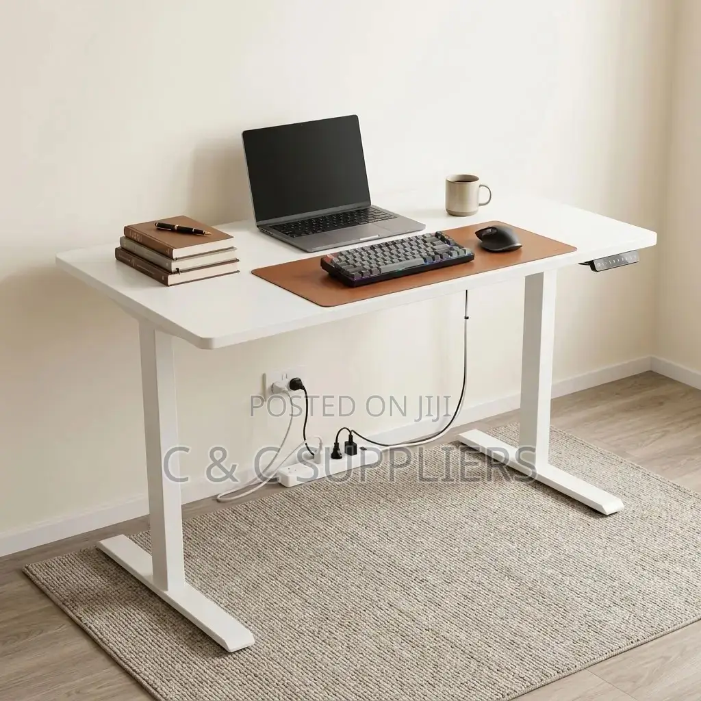 White Powered Height-Adjustable Desk.
