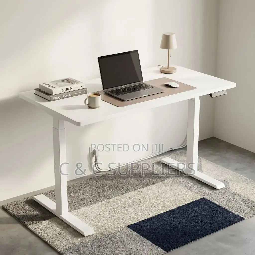 White Powered Height-Adjustable Desk.
