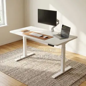 White Powered Height-Adjustable Desk.