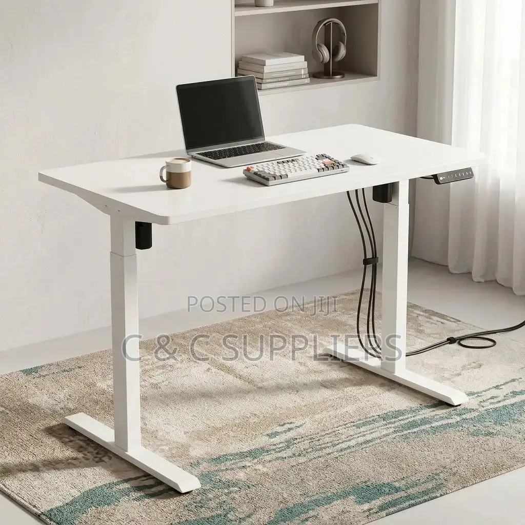 White Powered Height-Adjustable Desk.